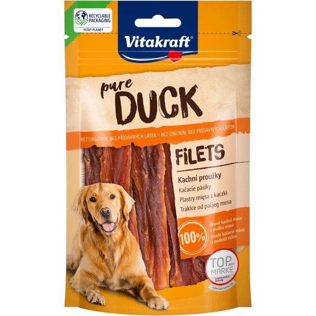 PRIBOLJŠEK ZA PSA VITAKRAFT DUCK TRAKOVI Z RACA, 80G