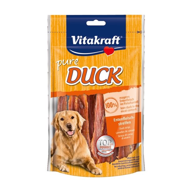 PRIBOLJŠEK ZA PSA VITAKRAFT DUCK TRAKOVI Z RACA, 80G