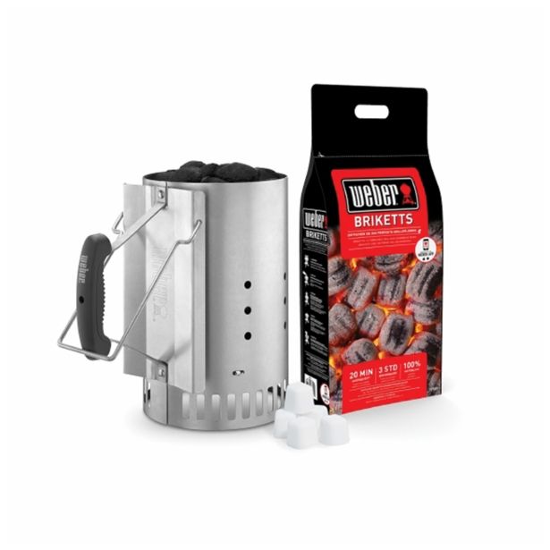 SET ZA PRIŽIGANJE WEBER RAPIDFIRE 2 KG BRIKETI, 3X KOCKE, POSODA ZA PRIŽIGANJE