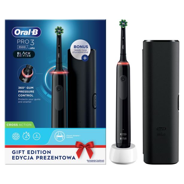 ELEKTRIČNA ZOBNA ŠČETKA ORALB PRO3 3500 CA ČRNA ETUI