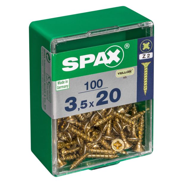 UNIVERZALNI VIJAK SPAX PZ 3.5X20 YELLOX A2G V ZAVITKU 100KOS