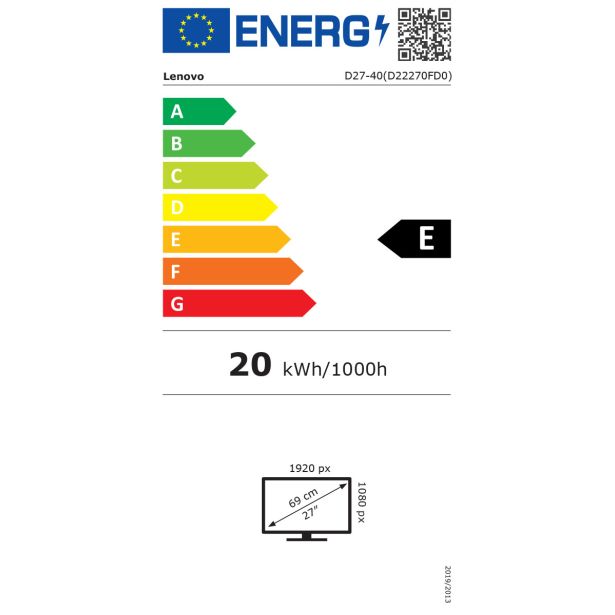 RAČUNALNIŠKI MONITOR LENOVO 27" LED LC D D27-40 VA 16:9 FHD HDMI