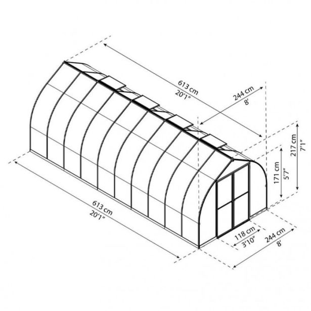 RASTLINJAK, VOTLE PLOŠČE PALRAM BELLA 8X20 SREBRNA Š244 X D613 X V219