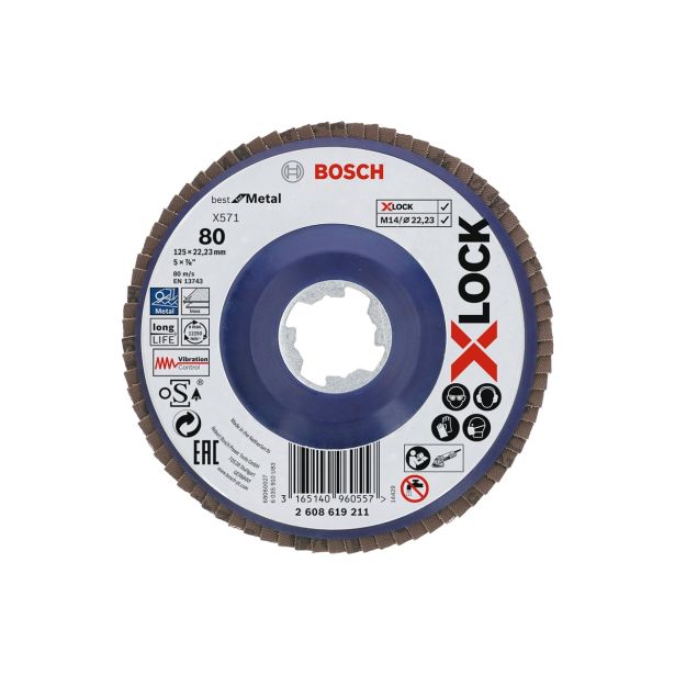 LAMELNA PLOŠČA BOSCH X-LOCK, RAVNA IZVEDBA, PLASTIČNA PLOŠČA, 125MM, G 80, X571,