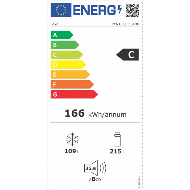 HLADILNIK IN ZAMRZOVALNIK BEKO RCNA366E60XBN