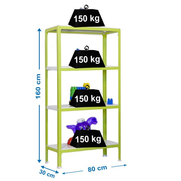 REGAL SIMONRACK 160X80X40 CM, 4 POLICE 150 KG/POLICO ZELEN/BEL