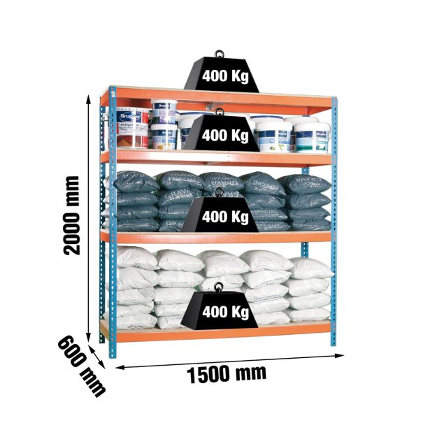 REGAL SIMONRACK 200X150X60 CM 4P/400KG MODRA ORANŽNA ECOFORTE