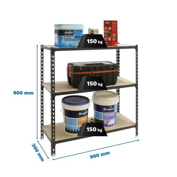 REGAL SIMONRACK 90X90X30 CM 3P/150KG ANTRACIT MADERCLICK