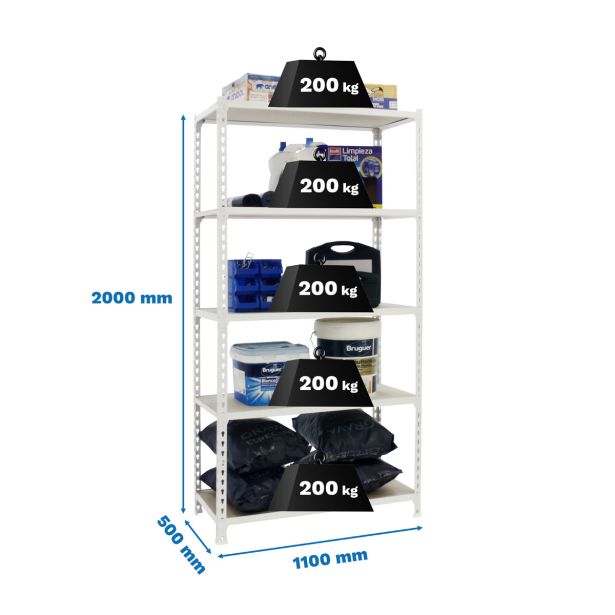 REGAL SIMONRACK 200X110X50 CM 5P/200KG MODRA ORANŽNA MADERCLICK