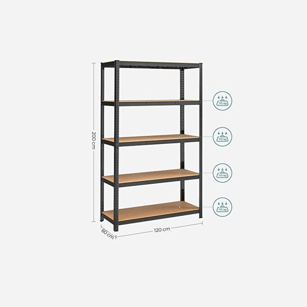 REGAL SONGMICS 200X120X60 CM 5P/175KG GLR060B01 RJAVO-ČRN