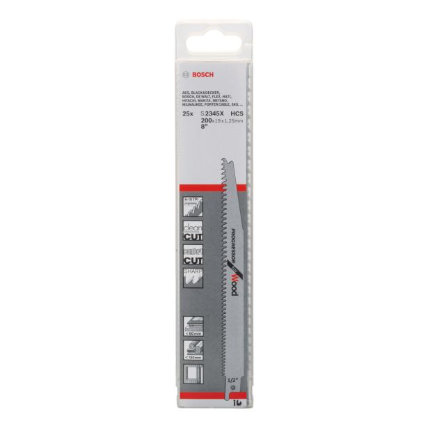 LIST SABLJASTE ŽAGE BOSCH S 2345 X 25-DELNI KOMPLET