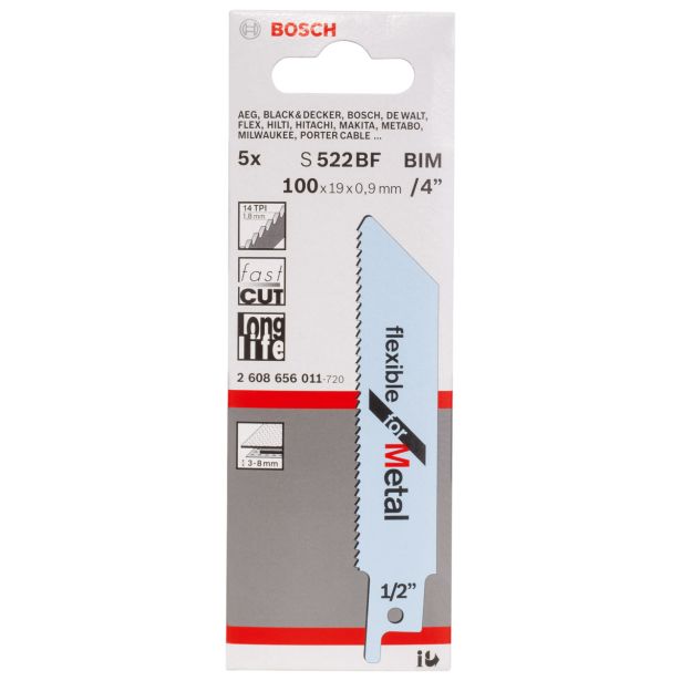 LIST SABLJASTE ŽAGE BOSCH S 522 BF 5-DELNI KOMPLET