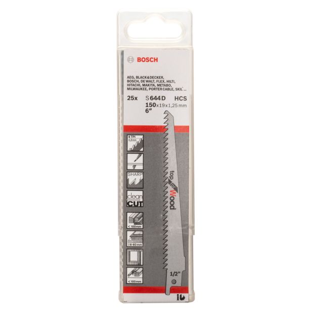 LIST SABLJASTE ŽAGE BOSCH S 644 D 25-DELNI KOMPLET