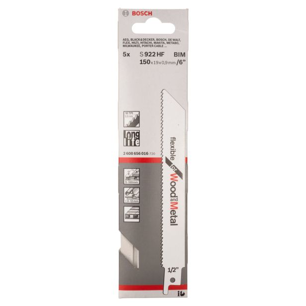 LIST SABLJASTE ŽAGE BOSCH S 922 HF 5-DELNI KOMPLET
