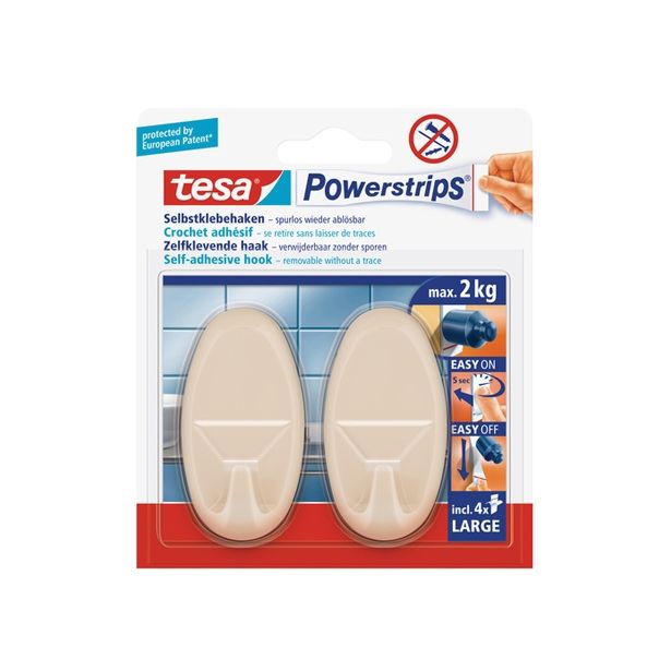 SAMOLEPILNI IZDELEK TESA POWERSTRIPS KLJUKICA OVALNA 2/1 BEŽ