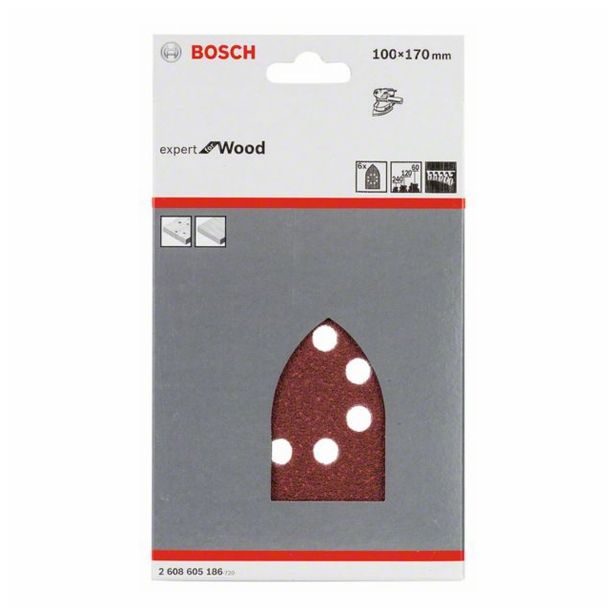 6-DELNI SET SAMOPRITRDILNIH BRUSNIH LISTOV BOSCH 100X170MM G60/120/240 8 LUKENJ RDEČA BARVA ZA LES