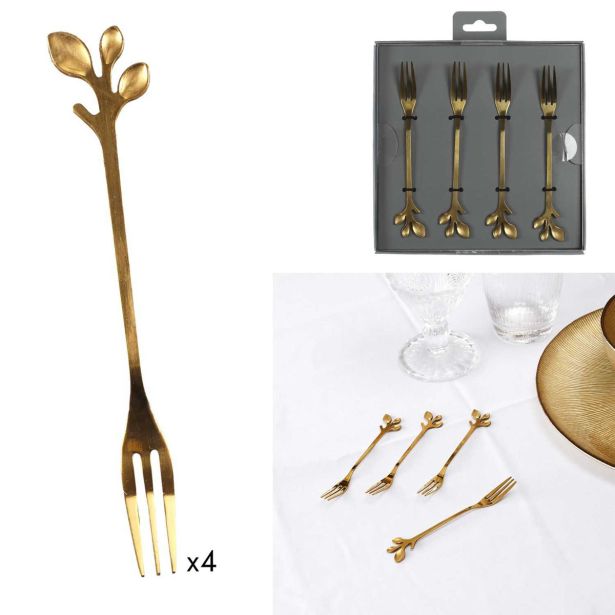 SET JEDILNEGA PRIBORA HOME DECO DESERTNE VILICE 4/1 DEKOR LISTJA ZLATE