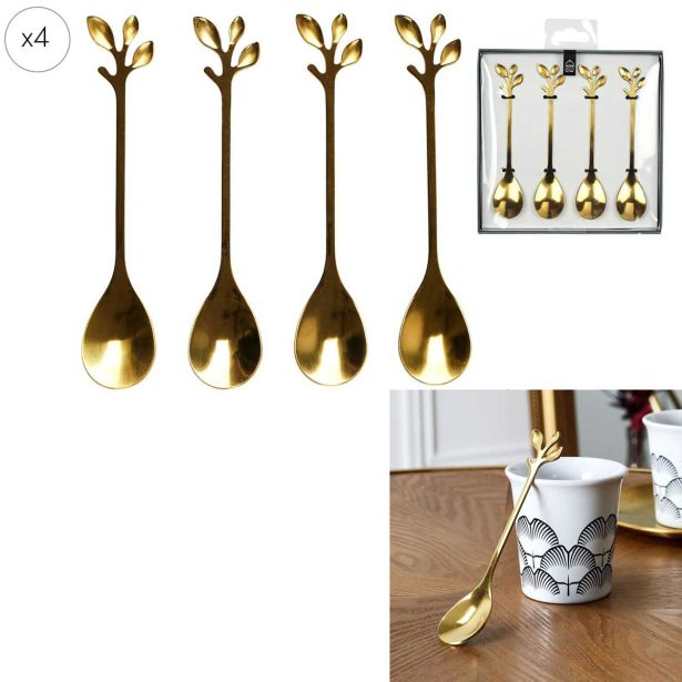 SET JEDILNEGA PRIBORA HOME DECO DESERTNE ŽLICE 4/1 DEKOR LISTJA ZLATE