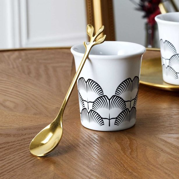 SET JEDILNEGA PRIBORA HOME DECO DESERTNE ŽLICE 4/1 DEKOR LISTJA ZLATE