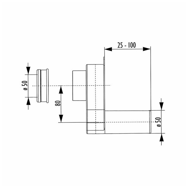 SIFON ZA PISOAR LIV 32 MM PVC ODTOK V STENO