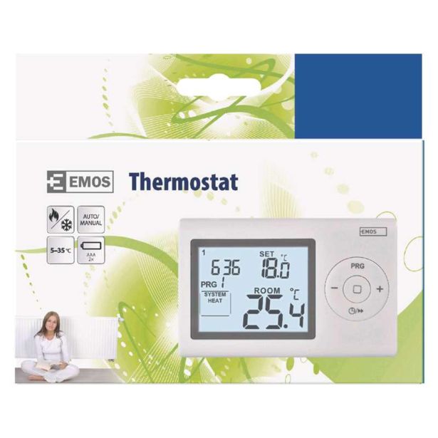 TERMOSTAT EMOS ŽIČNI DIGITALNI TEDENSKI P5607, SOBNI