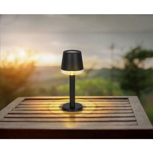 SOLARNA VRTNA SVETILKA GLOBO NAMIZNA STOJEČA, ČRNA 0.5W 3.2V, 3000K INOX