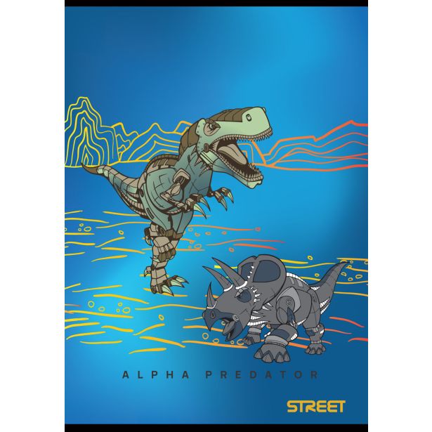 ŠOLSKI ZVEZEK DINOSAURS A4 ČRTAN Z ROBOM, 54 LISTOV, SORT