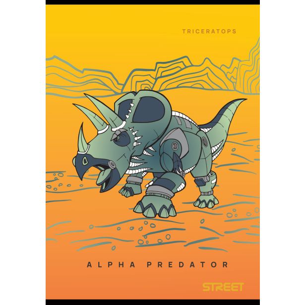 ŠOLSKI ZVEZEK DINOSAURS A4 ČRTAN Z ROBOM, 54 LISTOV, SORT