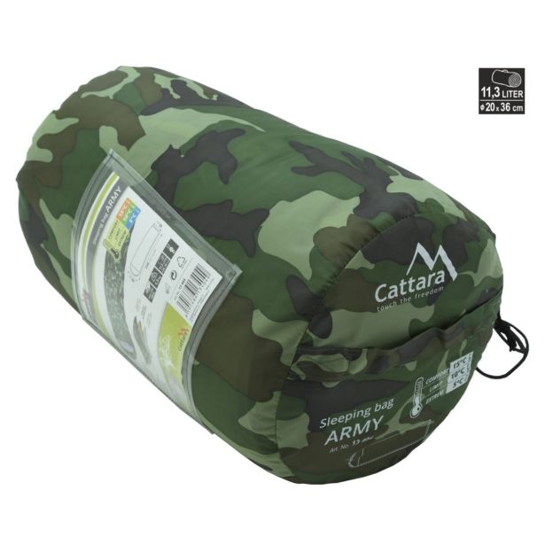 SPALNA VREČA CATTARA ARMY 220 X 80/65 CM 5°C KAMUFLAŽNA