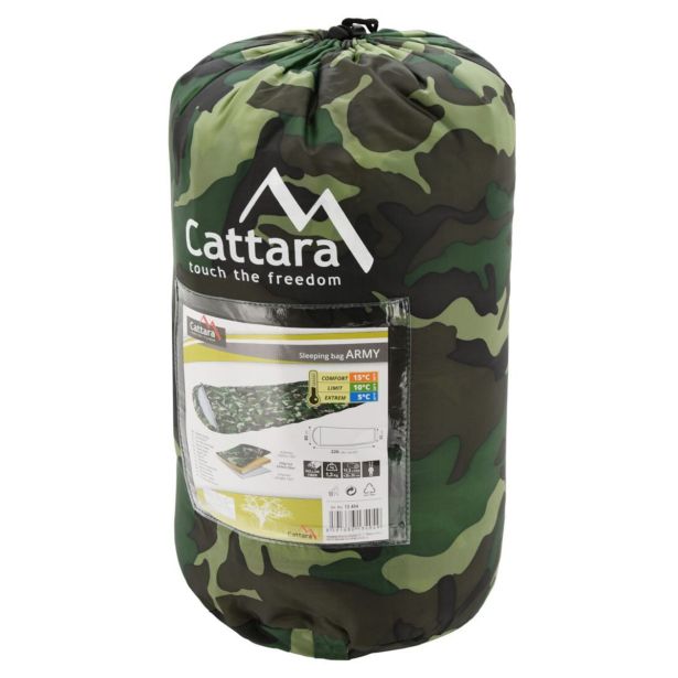 SPALNA VREČA CATTARA ARMY 220 X 80/65 CM 5°C KAMUFLAŽNA