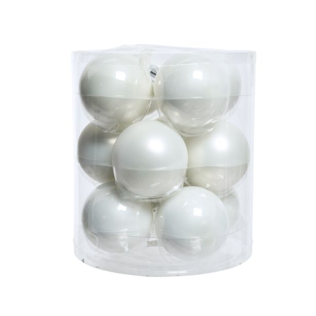 STEKLENA BUNKA DECORIS BELA SIJOČE/MAT 12/1 FI 8 CM