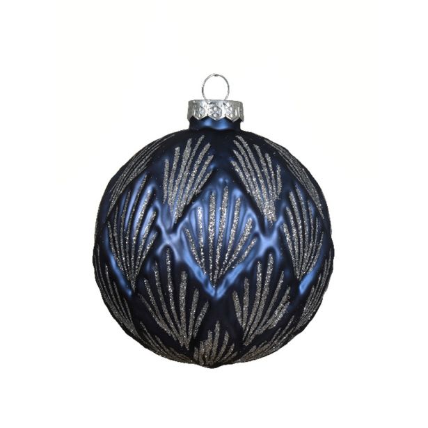 STEKLENA BUNKA DECORIS FI 10 CM, TEM.MOD./SREBR. VZOREC, SORTIRANO
