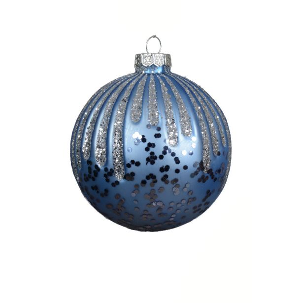 STEKLENA BUNKA DECORIS FI 10 CM, TEM.MOD./SREBR. VZOREC, SORTIRANO