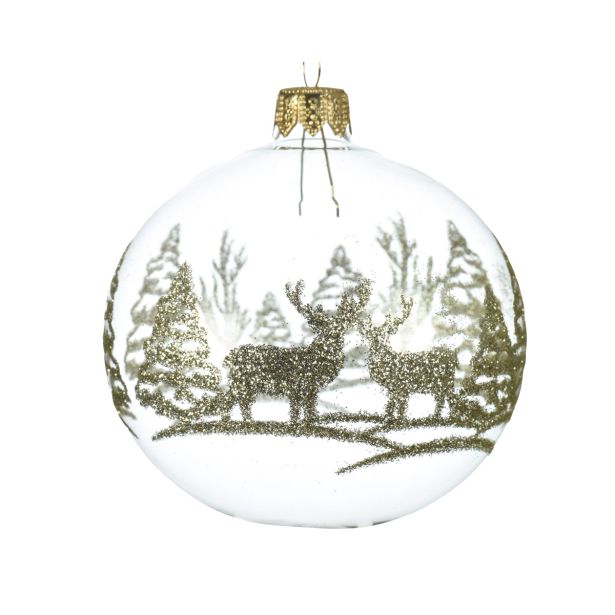 STEKLENA BUNKA DECORIS PROZORNA ZLATI DEKOR FI 8 CM