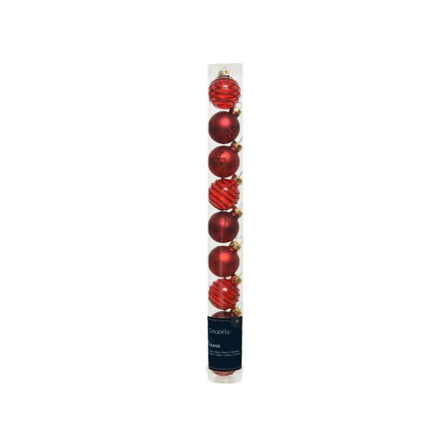 STEKLENA BUNKA DECORIS RDEČE BARVE MIX 9/1 FI 3 CM