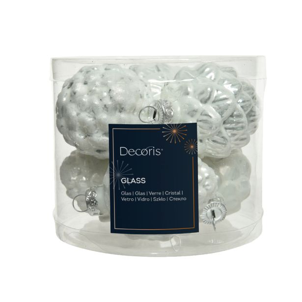 STEKLENA BUNKA DECORIS STORŽ, BEL, FI 5 CM 6/1