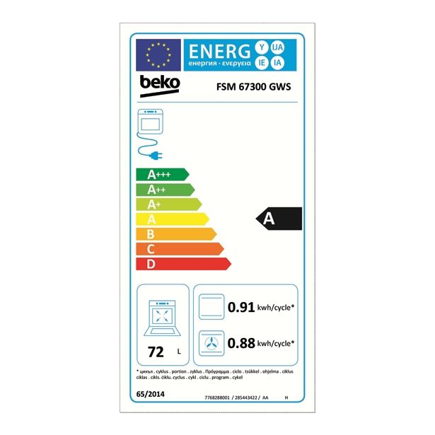 STEKLOKERAMIČNI ŠTEDILNIK BEKO FSM67300GWS