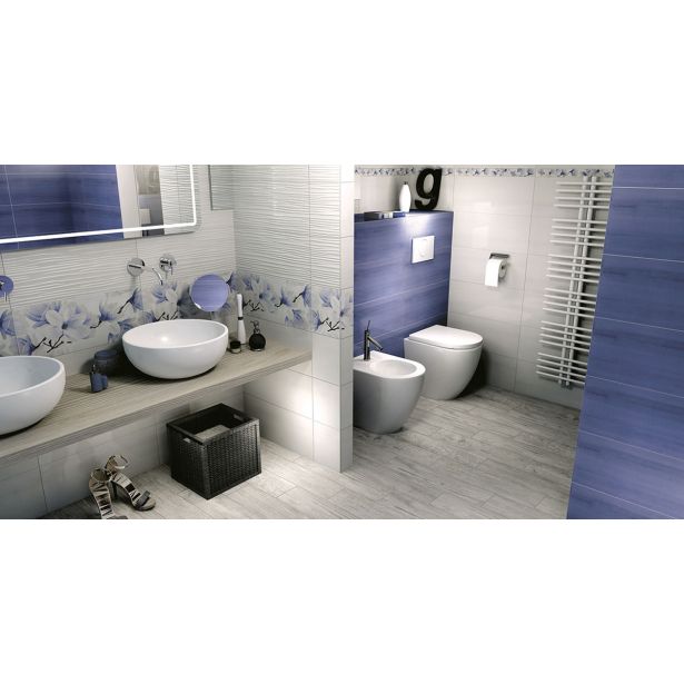 STENSKA PLOŠČICA GORENJE KERAMIKA BLOSSOM WHITE DC WAVES 3D 25X60 DEKOR