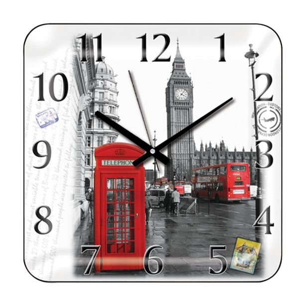 STENSKA URA TIMEGOLD TIMEGOLD TG271-6 STEKLO/ PVC FOTO LONDON 35X35CM