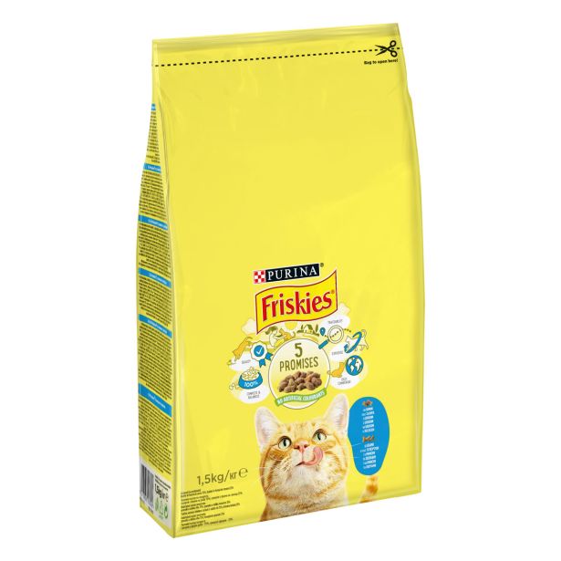 SUHA HRANA ZA MAČKA FRISKIES BRIKETI LOSOS ZELENJAVA 1.5 KG