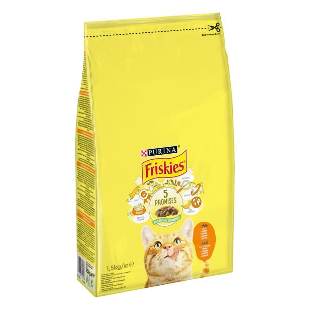 SUHA HRANA ZA MAČKA FRISKIES BRIKETI PIŠČANEC ZELENJAVA 1.5 KG