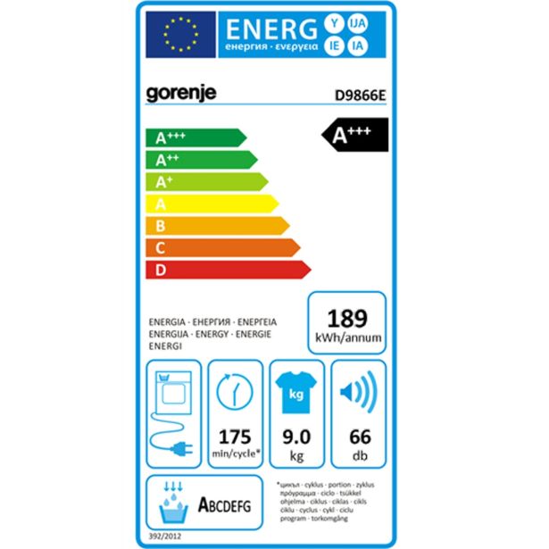 SUŠILNI STROJ GORENJE D 9866E TOPLOTNA ČRPALKA