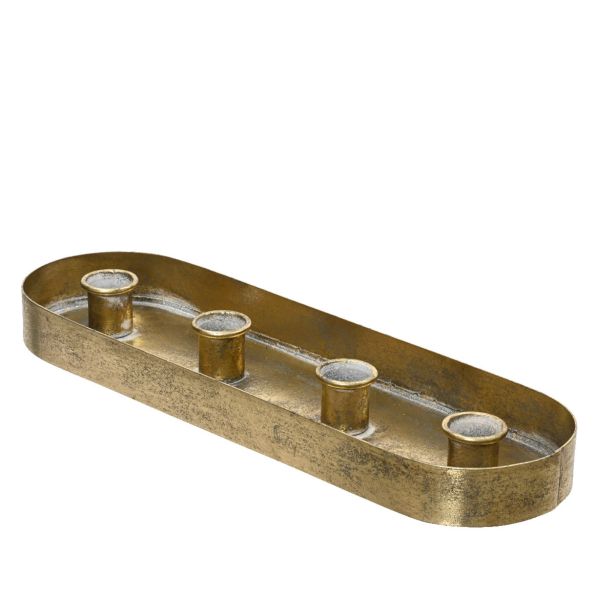 SVEČNIK DECORIS ADVENT ZLAT ZA 4 SVEČE 10.2X34.2X3 CM