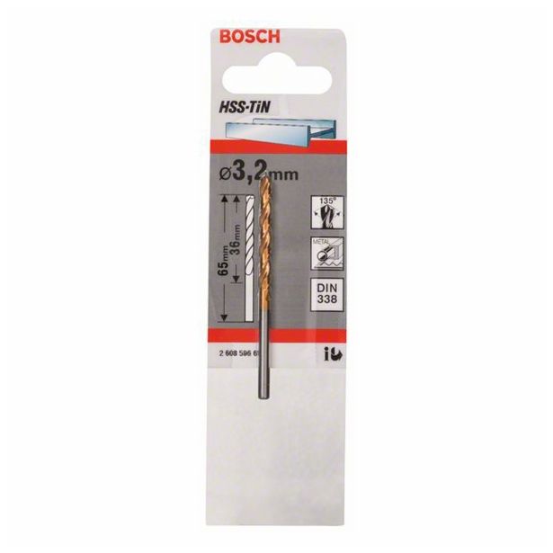 SVEDER HSS-TIN DIN 338 BOSCH 3.2X36/65 MM HSS-TIN