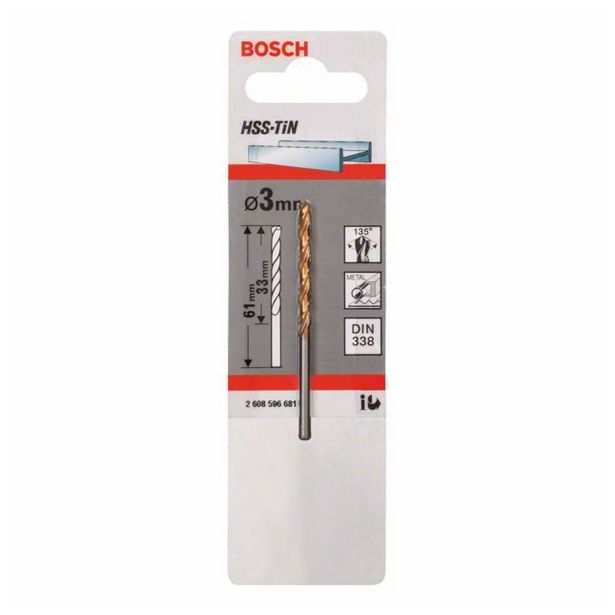 SVEDER HSS-TIN DIN 338 BOSCH 3X33/61 MM HSS-TIN