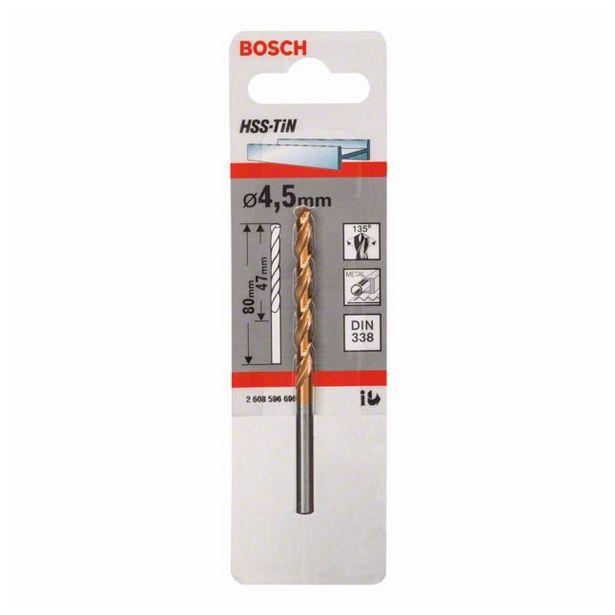 SVEDER HSS-TIN DIN 338 BOSCH 4.5X47/80 MM HSS-TIN