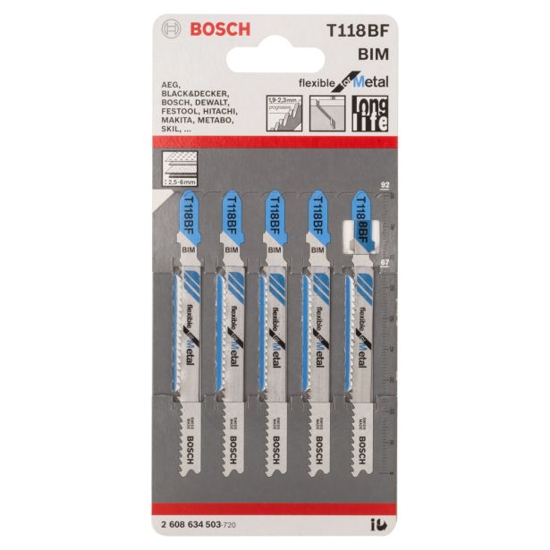 LIST VBODNE ŽAGE BOSCH T 118 BF 5-DELNI KOMPLET