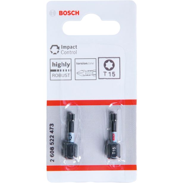 TORX NASTAVEK C6,3 BOSCH T15 25 MM 2 KOS IMPACT CONTROL