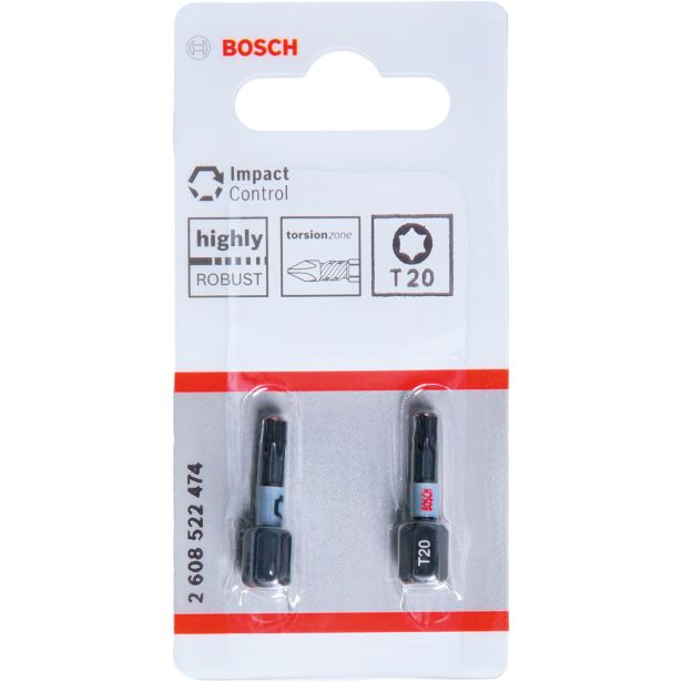 TORX NASTAVEK C6,3 BOSCH T20 25 MM 2 KOS IMPACT CONTROL