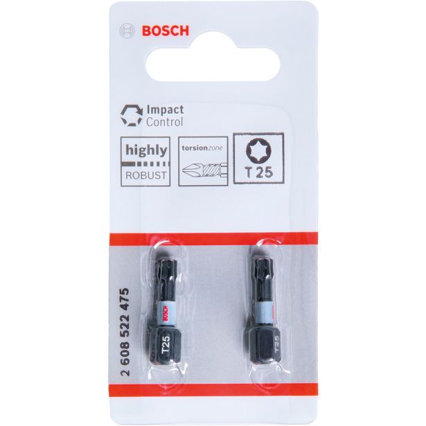 TORX NASTAVEK C6,3 BOSCH T25 25 MM 2 KOS IMPACT CONTROL